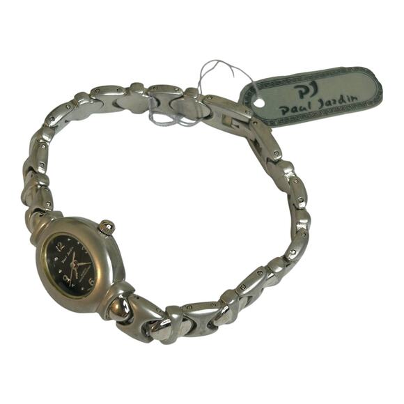 Womens Vintage Paul Jardin Silver Tone Quartz Watch Black Dial - Picture 5 of 8